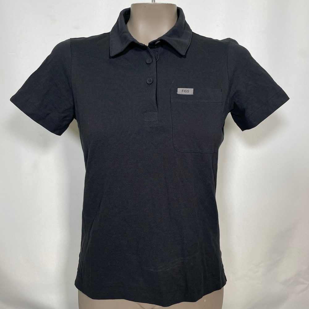FIGS PRO Black Medical Classic Piqué Ella Scrub Polo Shirt Women's XS